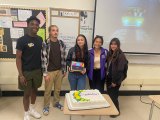 Students who created last year's Nuntius: Memphis Hudson, Mason Charles (editor-in-chief), Kandace Vidal, Theneza Ross Metra, and staff member, Madi Machado. Absent are last year's photo editor Dazha Villagomez and editor-in-chief Vannah Algador